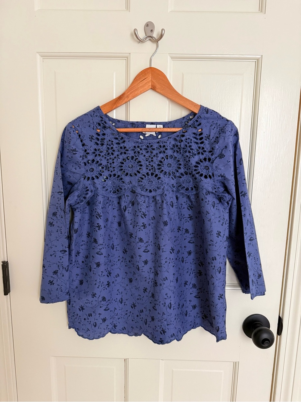 GAP Blue Eyelet Lace Top